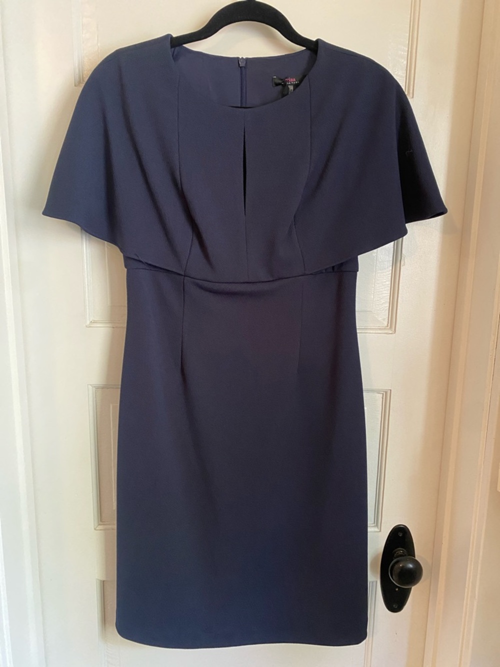 Trina Turk Navy Cape-Overlay Dress